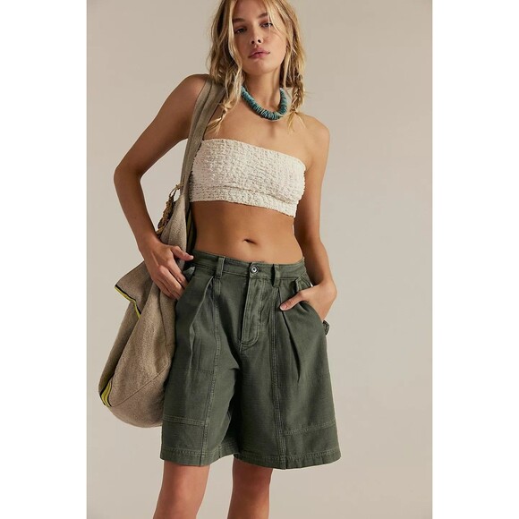 Free People Pants - Free People Taybee Pleat Chino Shorts Mid-Rise Solid Classic Cotton S New 285580